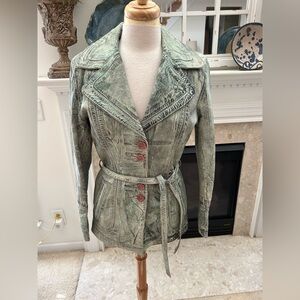 RARE Leather Radwan Acid Washed Distressed  Jacket